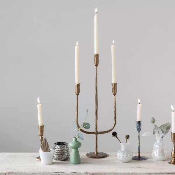 imageCreative CoOp Tall Artisanal Metal Candelabra SilverBrass