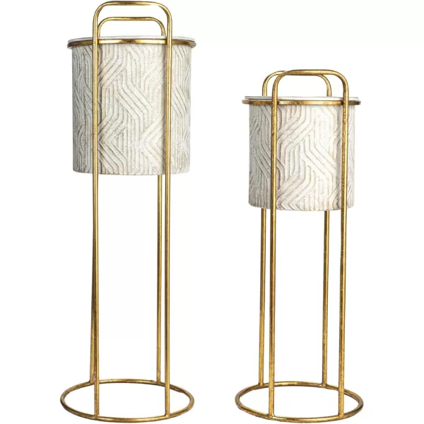imageCreative CoOp Tall Metal Planter on Stand Cream and Gold
