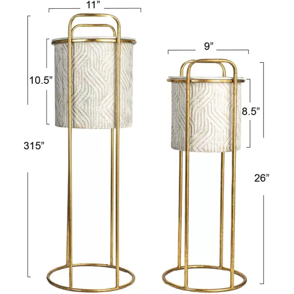 imageCreative CoOp Tall Metal Planter on Stand Cream and Gold