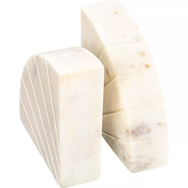 imageCreative CoOp White Modern Arched Semicircle Marble Bookends with Carved Detail Set of 2