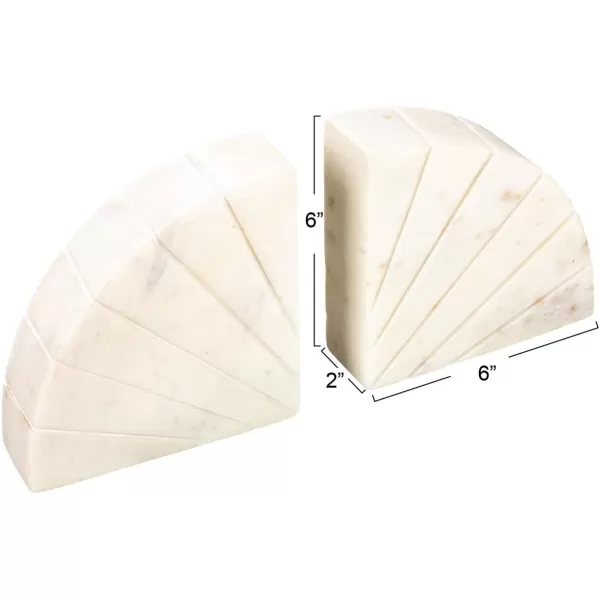 imageCreative CoOp White Modern Arched Semicircle Marble Bookends with Carved Detail Set of 2