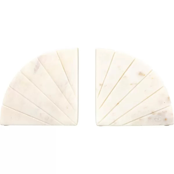 imageCreative CoOp White Modern Arched Semicircle Marble Bookends with Carved Detail Set of 2
