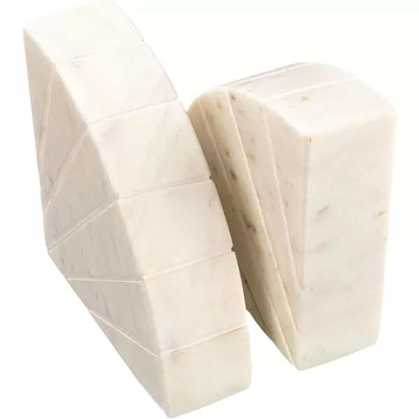 imageCreative CoOp White Modern Arched Semicircle Marble Bookends with Carved Detail Set of 2