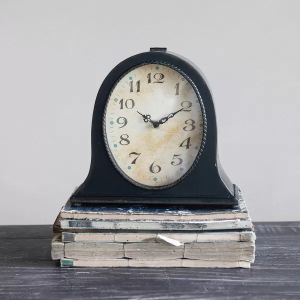 imageCreative Coop DF4082 Metal Mantel Clock Black Requires 1AA Battery Dcor