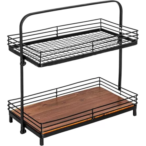 imageCreative CoOp 2Tier Acacia Wood ampamp Metal Stand