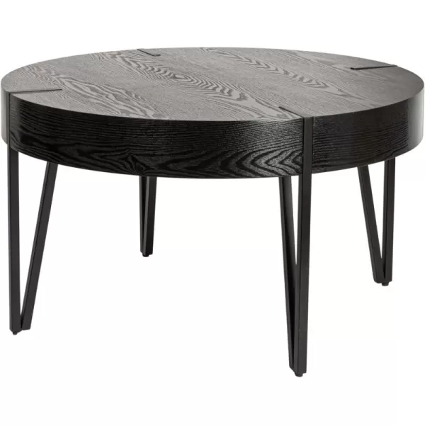 imageCreative CoOp Astoria Round Wood Side Coffee Table with Metal Hairpin Legs BlackBlack