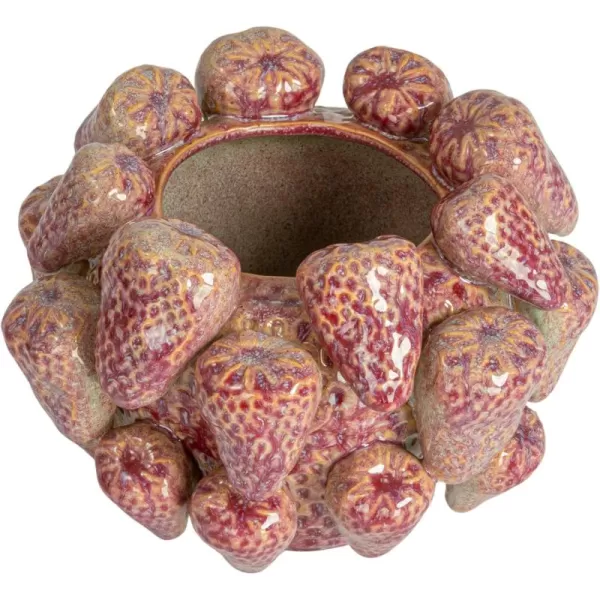 imageCreative CoOp Berry Delight 3D Strawberry Stoneware Planter Vase Berry Color