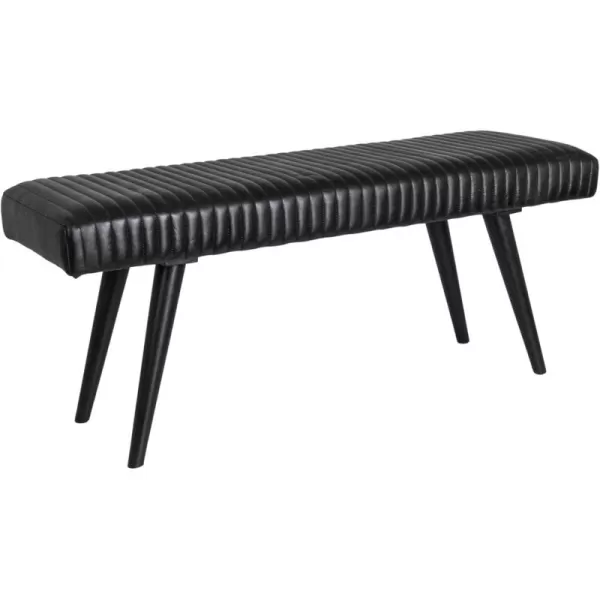 imageCreative CoOp Black Mango Wood and Leather Grid BenchBlack