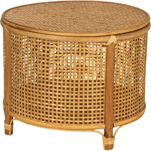 imageCreative CoOp Black Round Bamboo and Rattan Accent Storage TableNatural