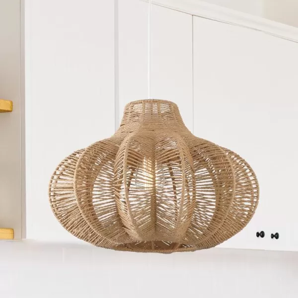 imageCreative CoOp Boho Handwoven Paper Rope and Metal Ceiling Pendant Lamp NaturalNatural