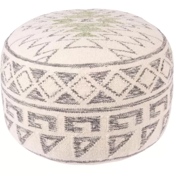imageCreative CoOp Boho Round Wool Blend Kilim Pouf with Geometric Design Multicolor20D x 20W x 145H