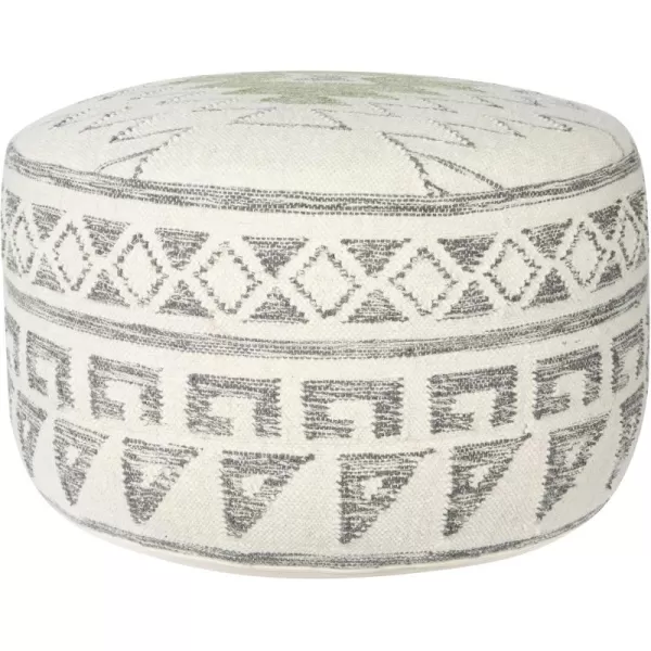 imageCreative CoOp Boho Round Wool Blend Kilim Pouf with Geometric Design Multicolor28D x 28W x 16H