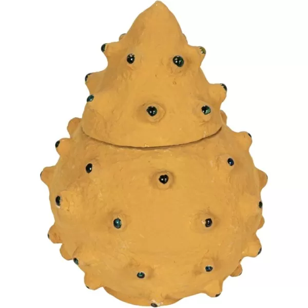 imageCreative CoOp Decorative Paper Mache Canister with Glass Marble Accent YellowYellow