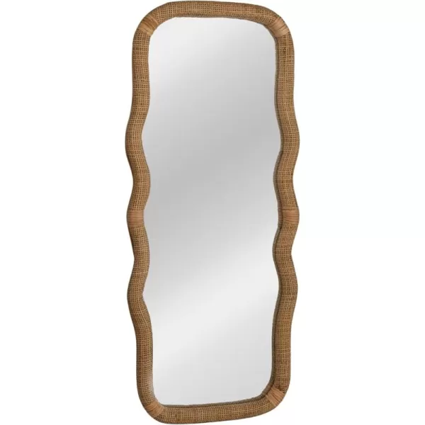 imageCreative CoOp Large Wood and Rattan Wavy Mirror Natural