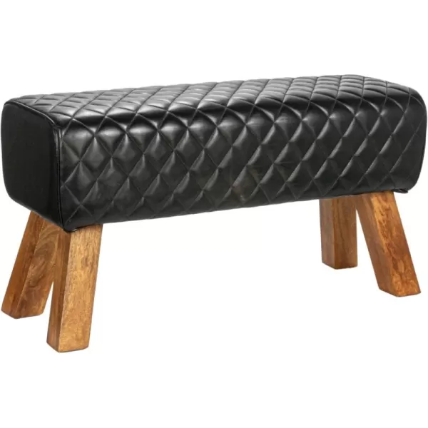 imageCreative CoOp Long Leather Bench with Mango Wood Legs BlackBlack