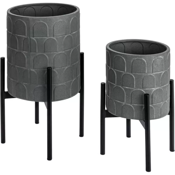 imageCreative CoOp Metal Planter on Stand Grey