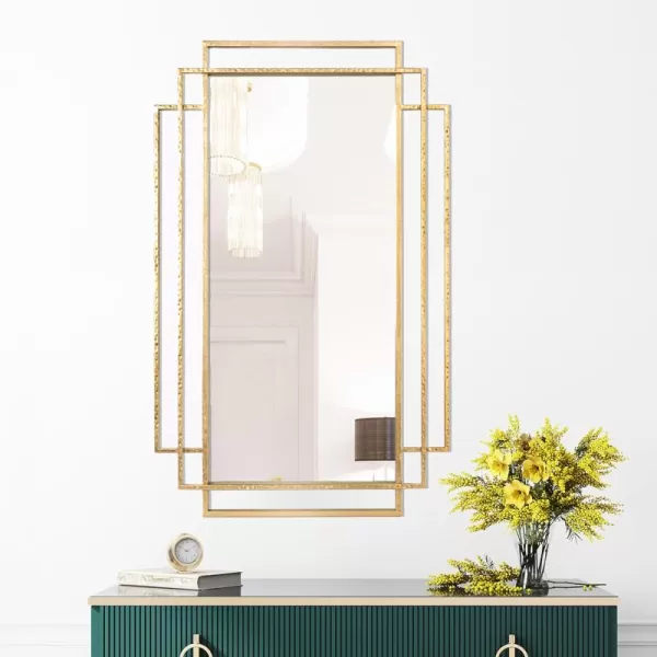 imageCreative CoOp Metal Wall Mirror with Reclaimed Wood Border Gold