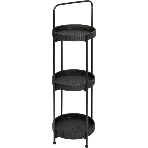 imageCreative CoOp Modern Arched Metal Plant Stand or Shelf with 3 Round Removable Rattan Trays BlackBlack