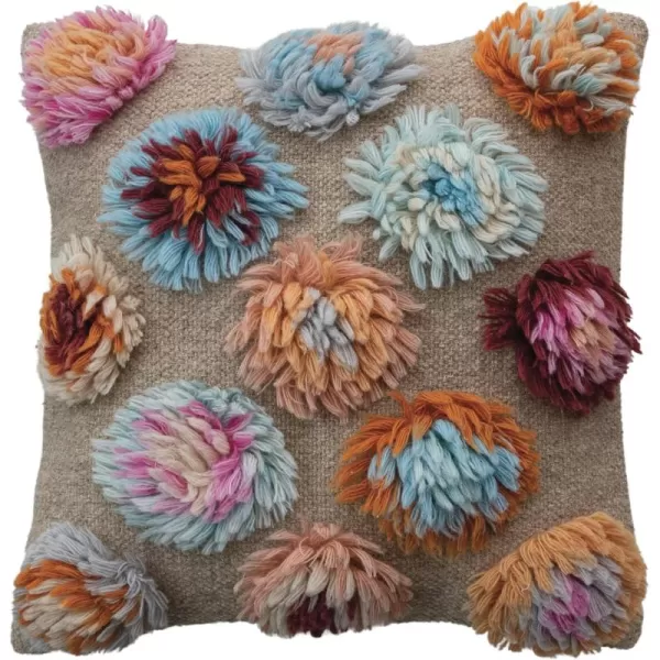 imageCreative CoOp Multicolor Square Woven New Zealand Wool Shag and Cotton Pillow