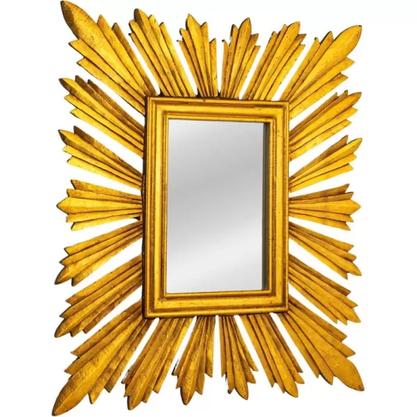 imageCreative CoOp Reclaimed Wood Sunburst Rectangular Wall Mirror GoldRectangular