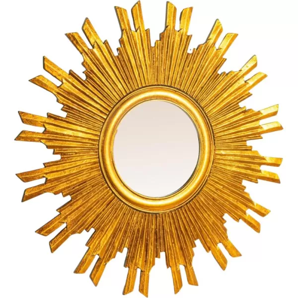 imageCreative CoOp Reclaimed Wood Sunburst Rectangular Wall Mirror GoldRound