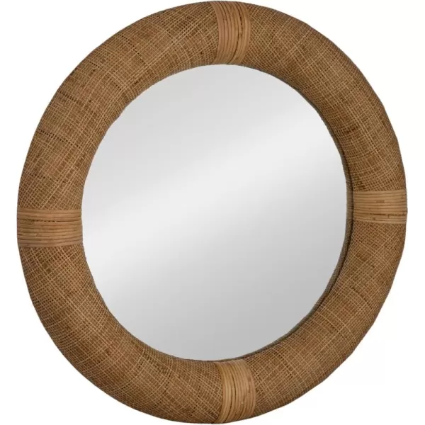 imageCreative CoOp Round Wood and Rattan Mirror Natural