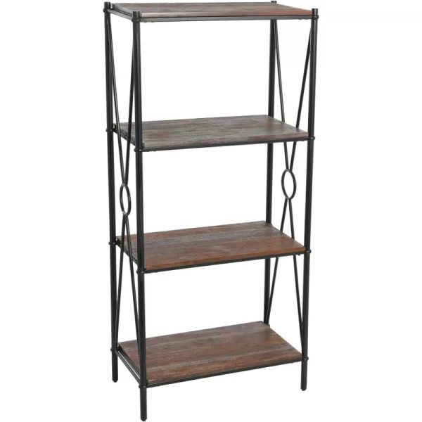 imageCreative CoOp Saratoga Rustic Solid Wood and Metal 4 Shelf Open Storage BookshelfBarn Door Grey