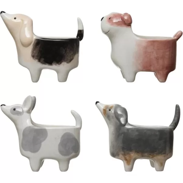 imageCreative CoOp Set of 4 6quot L Dolomite Dog Pots and Planters Multi