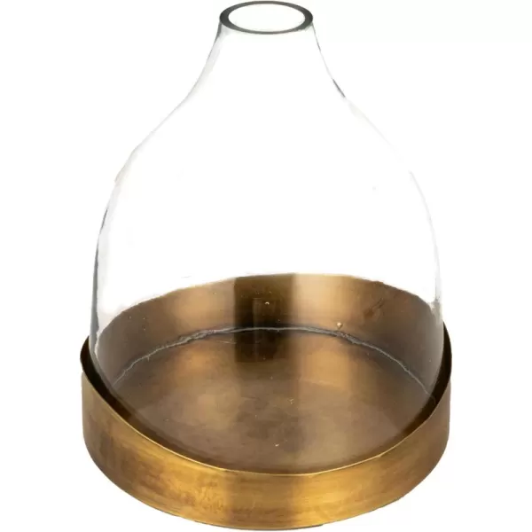 imageCreative CoOp Sophisticated Glass Cloche with Metal Tray Clear and Antique Brass