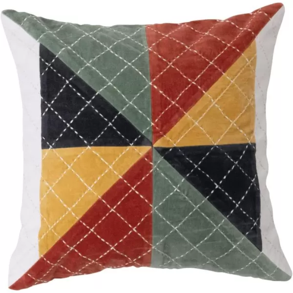 imageCreative CoOp Velvet Patchwork Kantha Stitch Pillow 18quot L x 18quot W x 2quot H Multicolor