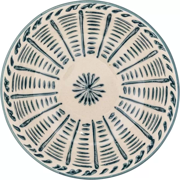 imageCreative CoOp 575 Inches Round Stoneware Dinnerware Set with 4 Various Pattern Prints Cream Set of 12 Bowls