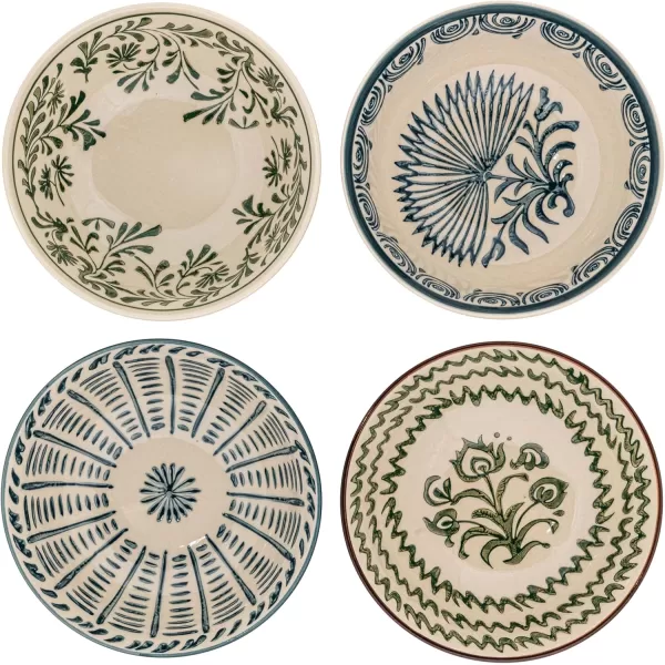 imageCreative CoOp 575 Inches Round Stoneware Dinnerware Set with 4 Various Pattern Prints Cream Set of 12 Bowls