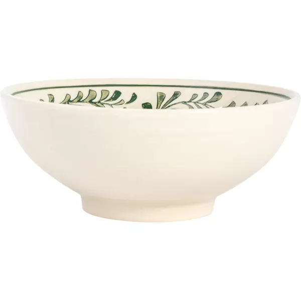 imageCreative CoOp 575 Inches Round Stoneware Dinnerware Set with 4 Various Pattern Prints Cream Set of 12 Bowls