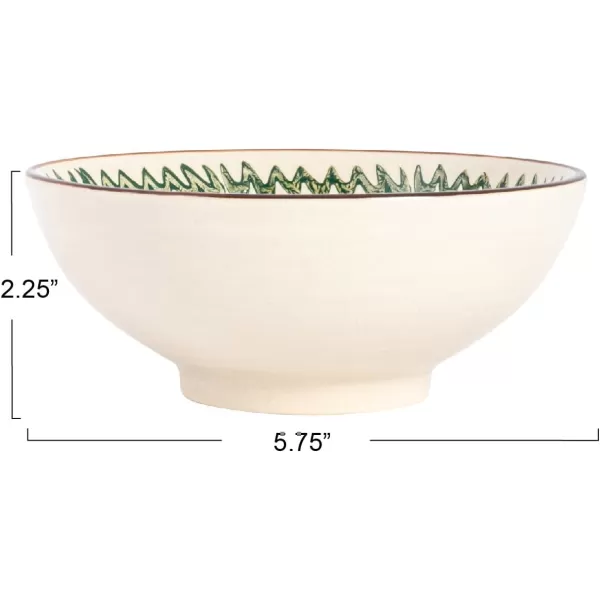 imageCreative CoOp 575 Inches Round Stoneware Dinnerware Set with 4 Various Pattern Prints Cream Set of 12 Bowls