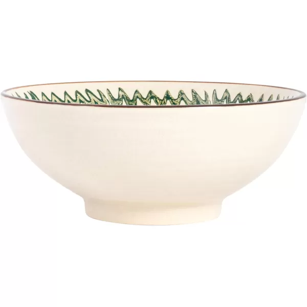 imageCreative CoOp 575 Inches Round Stoneware Dinnerware Set with 4 Various Pattern Prints Cream Set of 12 Bowls