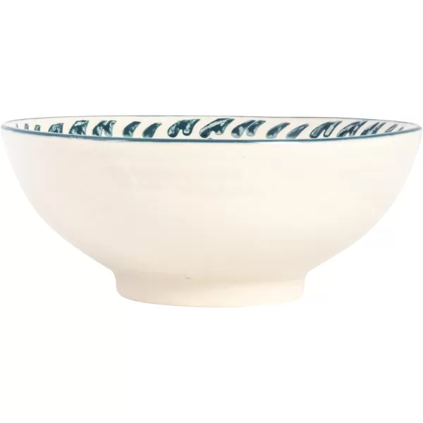 imageCreative CoOp 575 Inches Round Stoneware Dinnerware Set with 4 Various Pattern Prints Cream Set of 12 Bowls