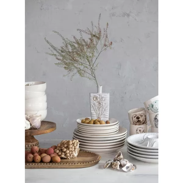 imageCreative CoOp 6 Inches Round Stoneware Cereal Dinnerware Set with Sea Animal Designs Cream Set of 6 Bowls