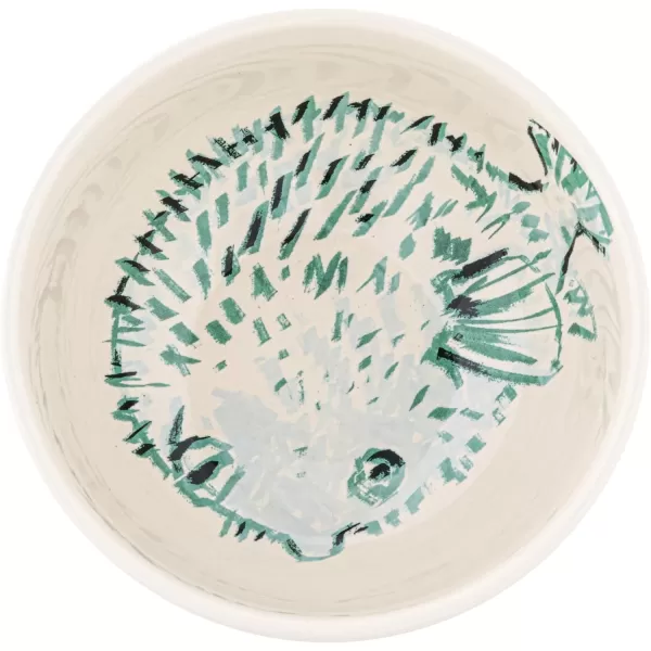 imageCreative CoOp 6 Inches Round Stoneware Cereal Dinnerware Set with Sea Animal Designs Cream Set of 6 Bowls