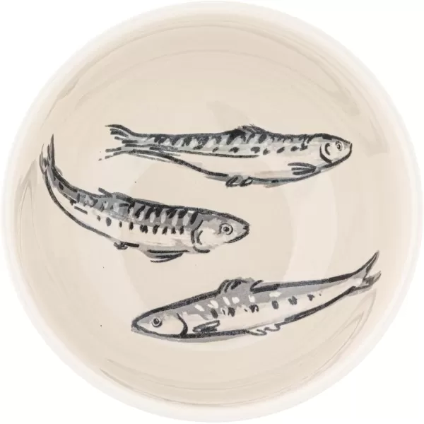 imageCreative CoOp 6 Inches Round Stoneware Cereal Dinnerware Set with Sea Animal Designs Cream Set of 6 Bowls