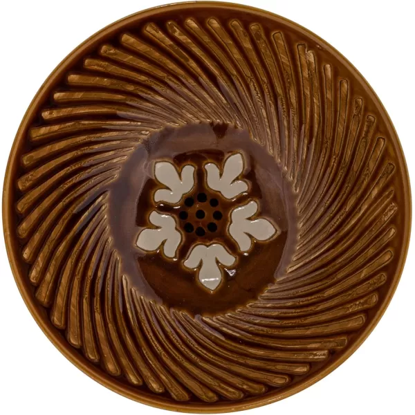 imageCreative CoOp 75 Inches Round Stoneware Dinnerware Set with Lines and Star Pattern Brown Set of 6 Bowls