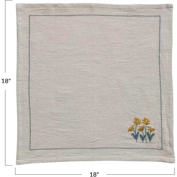 imageCreative CoOp Floral HandEmbroidered Cotton Napkins Multicolor Set of 4