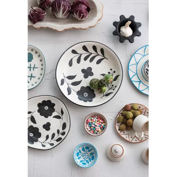 imageCreative CoOp Hand Painted Stoneware Sun Design Set of 2 Colors Plate Multi