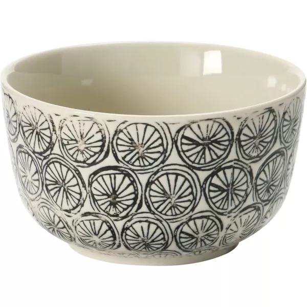 imageCreative CoOp HandStamped Stoneware Bowl with Embossed Pattern Black ampamp Cream Color 4 Styles Dinnerware Multi