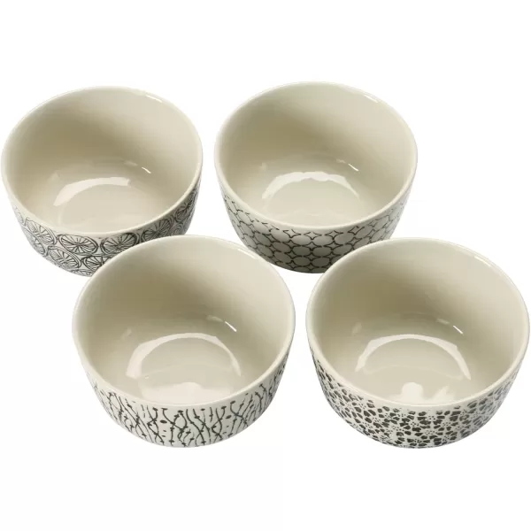 imageCreative CoOp HandStamped Stoneware Bowl with Embossed Pattern Black ampamp Cream Color 4 Styles Dinnerware Multi