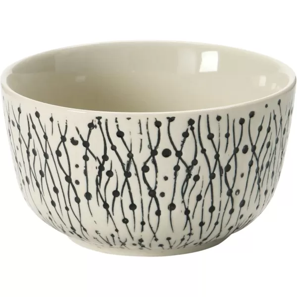 imageCreative CoOp HandStamped Stoneware Bowl with Embossed Pattern Black ampamp Cream Color 4 Styles Dinnerware Multi