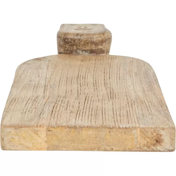 imageCreative CoOp Large HandCarved Mango Wood Slicer Face Handle Design and Combed Finish Natural Cheese and Cutting Board