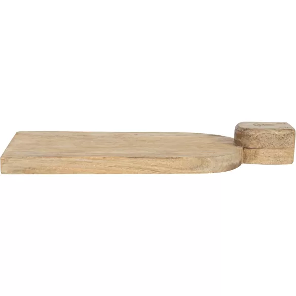 imageCreative CoOp Large HandCarved Mango Wood Slicer Face Handle Design and Combed Finish Natural Cheese and Cutting Board