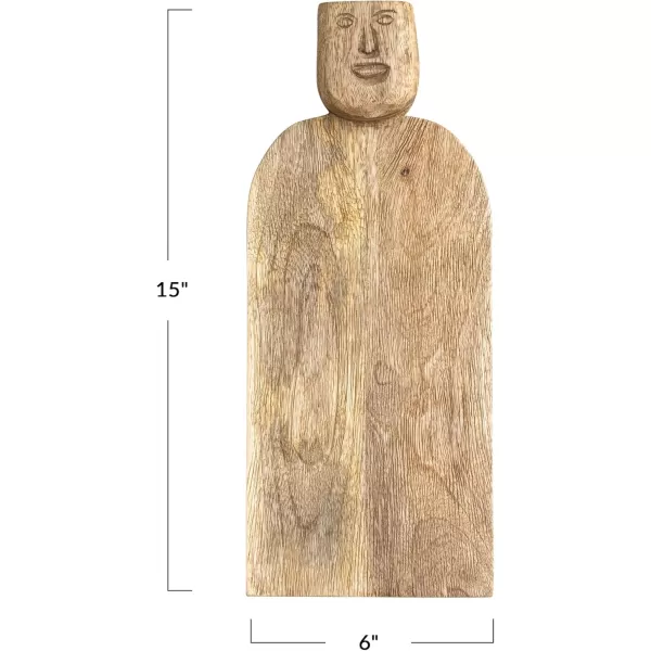 imageCreative CoOp Large HandCarved Mango Wood Slicer Face Handle Design and Combed Finish Natural Cheese and Cutting Board