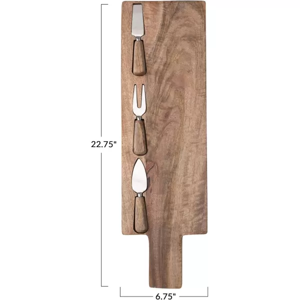 imageCreative CoOp Mango Wood Serving Board with Cheese Utensils Natural