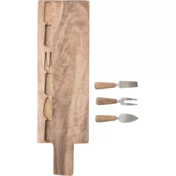 imageCreative CoOp Mango Wood Serving Board with Cheese Utensils Natural